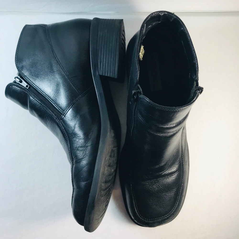 Merona black leather ankle boots vintage 90s